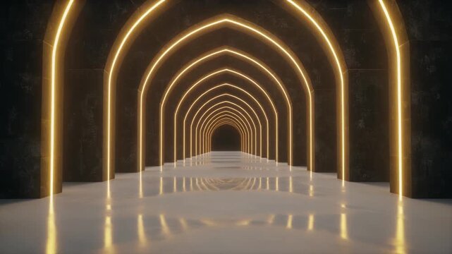 Golden Glowing Archway Tunnel