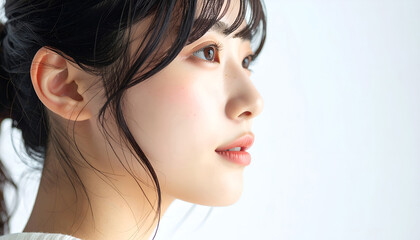 若い女性の横顔　コピースペース