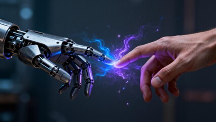 Human hand and robotic arm connection