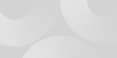 Abstract white glowing geometric lines on gray background. Modern shiny blue circle lines pattern. Futuristic technology concept. Suit for cover, poster, banner, brochure, header, website vector