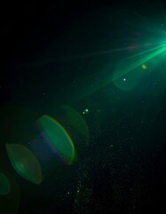 A burst of bright green light radiates outwards from the upper right corner