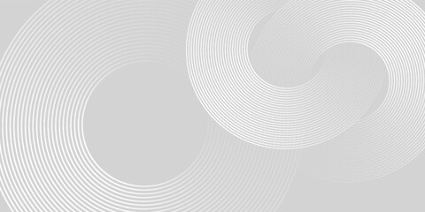 Fototapeta premium Abstract white glowing geometric lines on gray background. Modern shiny blue circle lines pattern. Futuristic technology concept. Suit for cover, poster, banner, brochure, header, website vector