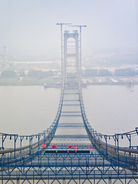 Yangtze River Cable-Stayed Bridge Main Tower Under Construction