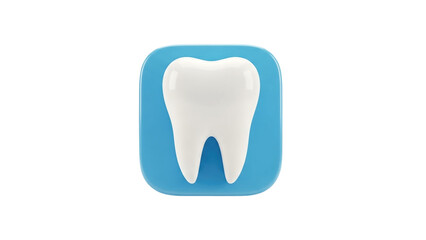 3D Clean Tooth Icon on Blue Background on transparent background