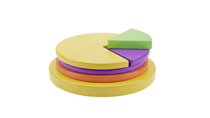 3D Colorful 3D Pie Chart Stack on transparent background