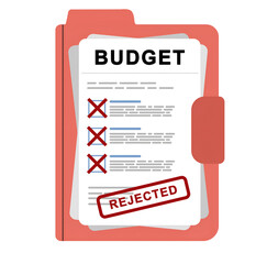 Rejected Budget Proposal Document illustration, Financial Refusal Concept