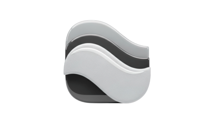 3D Abstract layered shape with white textured surface on transparent background