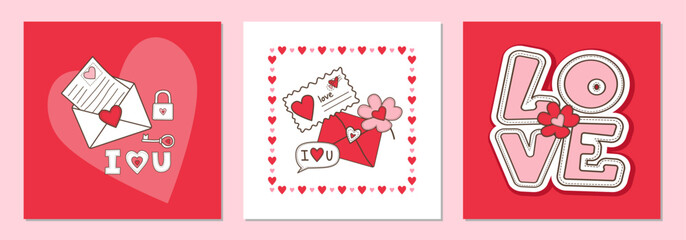 Valentine s Day Love Theme Vector Illustration Set