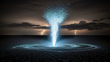 Energy Vortex Over Dark Sea