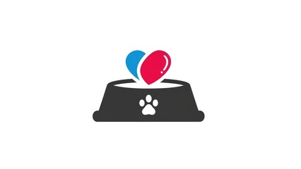 Pet Bowl with Food Drop App Icon in Grayscale with Vibrant Accent