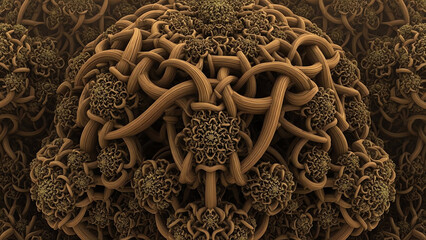 Fractal Brown Sculpture with Braided Textures