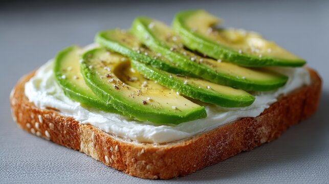 toast topped with cream cheese and avocado emphasizing healthy fats for nutritious snacks - Powered by Adobe