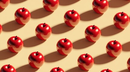 patterned arrangement of red apples casting shadows generative ai image