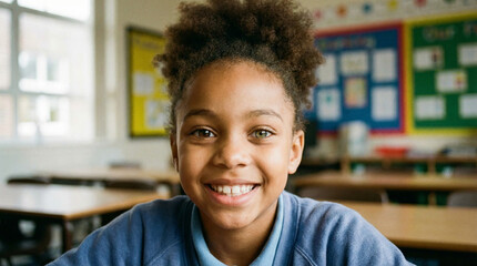 Smiling African American school child portrait
