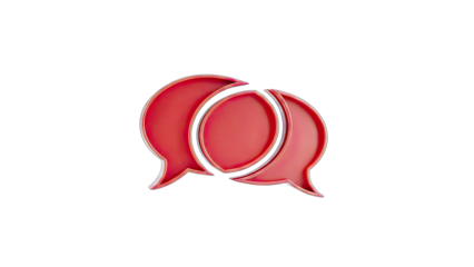Red Speech Bubbles Interacting on White Background