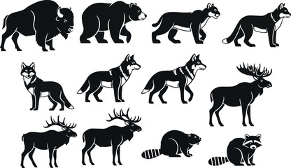 Silhouette Collection of Wildlife Bison, Bear, Moose, and More © Chico Store