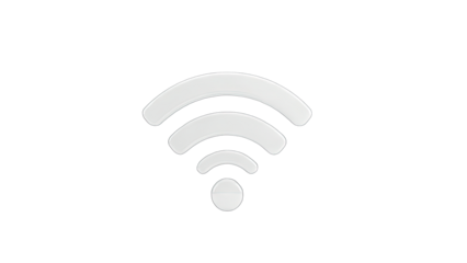 3D White Wi-Fi Symbol Icon on transparent background