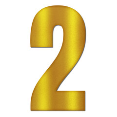 Shiny Gold Number Two Typography Illustration with Shadow Effect, Isolated on Transparent Background &ndash; Luxury Numeric Symbol Design