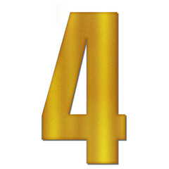Shiny Gold Number Four Typography Illustration with Shadow Effect, Isolated on Transparent Background &ndash; Luxury Numeric Symbol Design