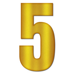 Shiny Gold Number Five Typography Illustration with Shadow Effect, Isolated on Transparent Background &ndash; Luxury Numeric Symbol Design