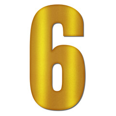 Shiny Gold Number Six Typography Illustration with Shadow Effect, Isolated on Transparent Background &ndash; Luxury Numeric Symbol Design