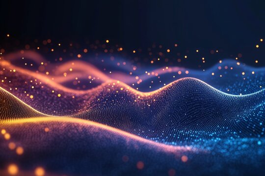 Abstract wave line design with dot connections showcases big data and technology in social networking and business integration - Powered by Adobe
