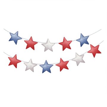 Watercolor Red White Blue Star Garland