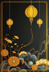 Oil painting. Pattern for printing on wall decorations, covers, leaflets, business cards. Golden oriental pattern.