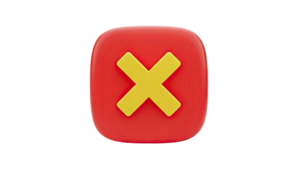 Red X icon with yellow cross on transparent background