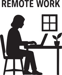 Shillhoutee of business woman doing remote work