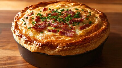 Savory Bacon and Cheese Pie with Golden Crust