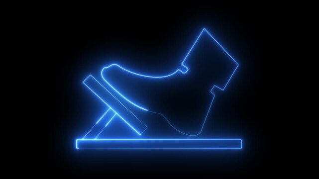 neon gas pedal and brake pedal icon isolated on black background. Car gas and brake pedals icon. 4k video animation.