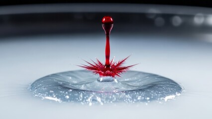 Red Liquid Drop Splashing in Water Motion Abstract Photography. Concept featuring liquid, splash, water, red, drop.