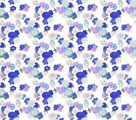 花友禅パターン藍色背景透過