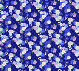 花友禅パターン藍色絞り