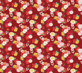 花友禅パターン紅色絞り