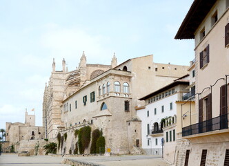 Historical Buildings in the Old Town of Palma, the Capital of Mallorca