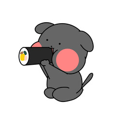 節分で恵方巻きを食べている犬のイラスト