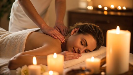 Spa massage therapy with relaxing back treatment perfect for stress relief and rejuvenation.
