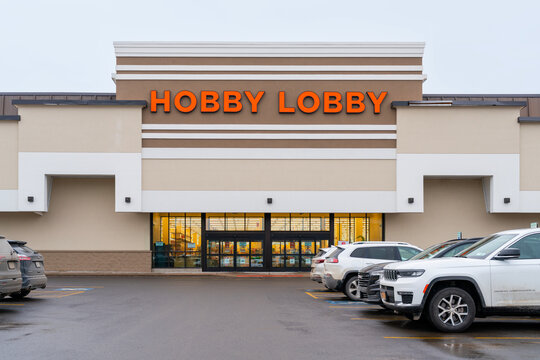 Rome, NY - Dec 17, 2025: A close-up view of Hobby Lobby is a large privately owned arts and crafts retailer with over 900 stores across the United States. Founded in 1972 by David Green