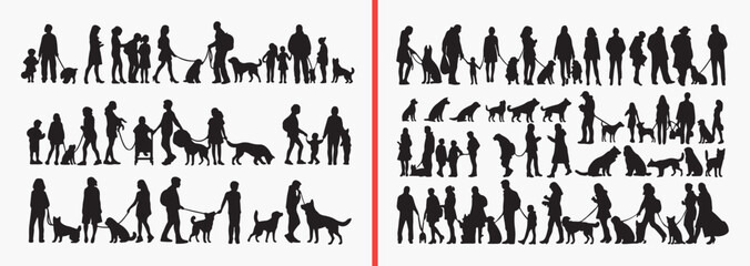 walking people silhouettes, daily life human poses, casual movement clipart, lifestyle people illustration, street activity icons, black white people clipart, printable walking figures, urban life pac