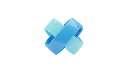 Abstract Interlocking Blue and Teal Shapes on transparent background