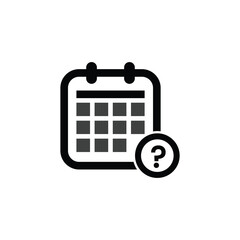 Calendar icon logo, diary symbol, contains schedule, date, agenda, event, month, and week icons. Black and white vector design.