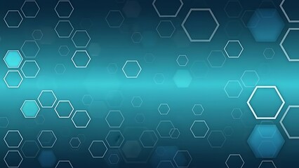 Abstract blue hexagon pattern with glowing outlines on gradient teal background