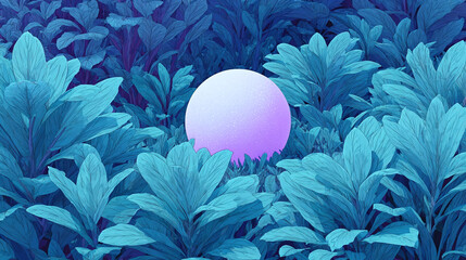 Explore a Lush and Mystical Landscape Filled with Vibrant Plants and a Dreamy Purple Sphere, Perfect for Nature Enthusiasts and Art Lovers Alike.