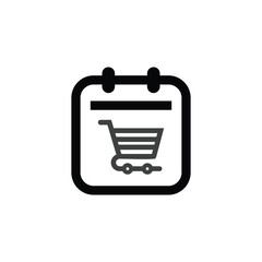 Calendar icon logo, diary symbol, contains schedule, date, agenda, event, month, and week icons. Black and white vector design.