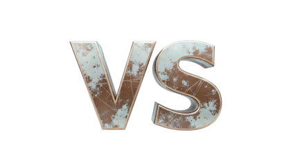 Rusty VS Letters on White Background