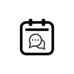 Calendar icon logo, diary symbol, contains schedule, date, agenda, event, month, and week icons. Black and white vector design.