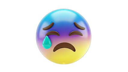 Sad Emoji Crying on White Background