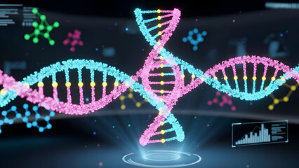 Neon DNA Double Helix Structure Futuristic Science